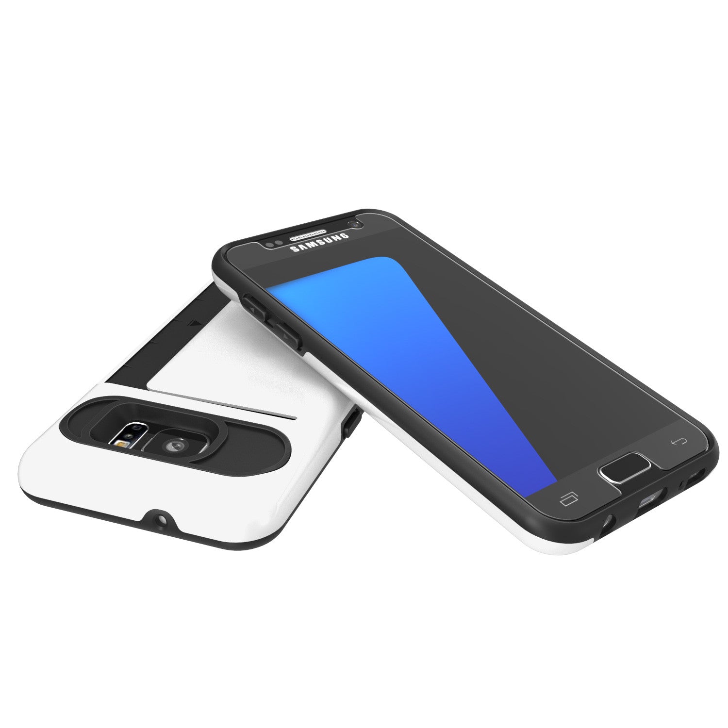 Galaxy s7 Case PunkCase CLUTCH White Series Slim Armor Soft Cover Case w/ Tempered Glass