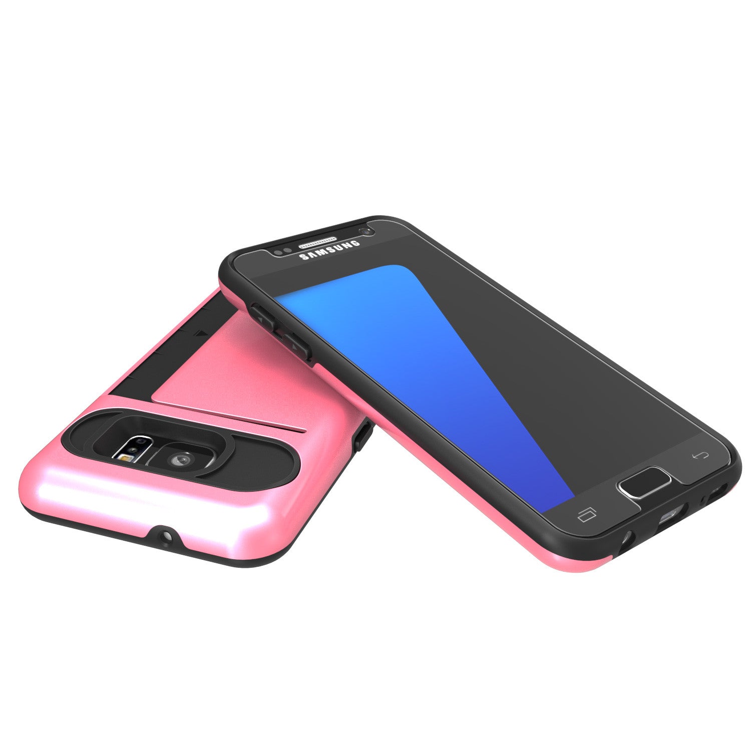 Galaxy s7 Case PunkCase CLUTCH Pink Series Slim Armor Soft Cover Case w/ Tempered Glass