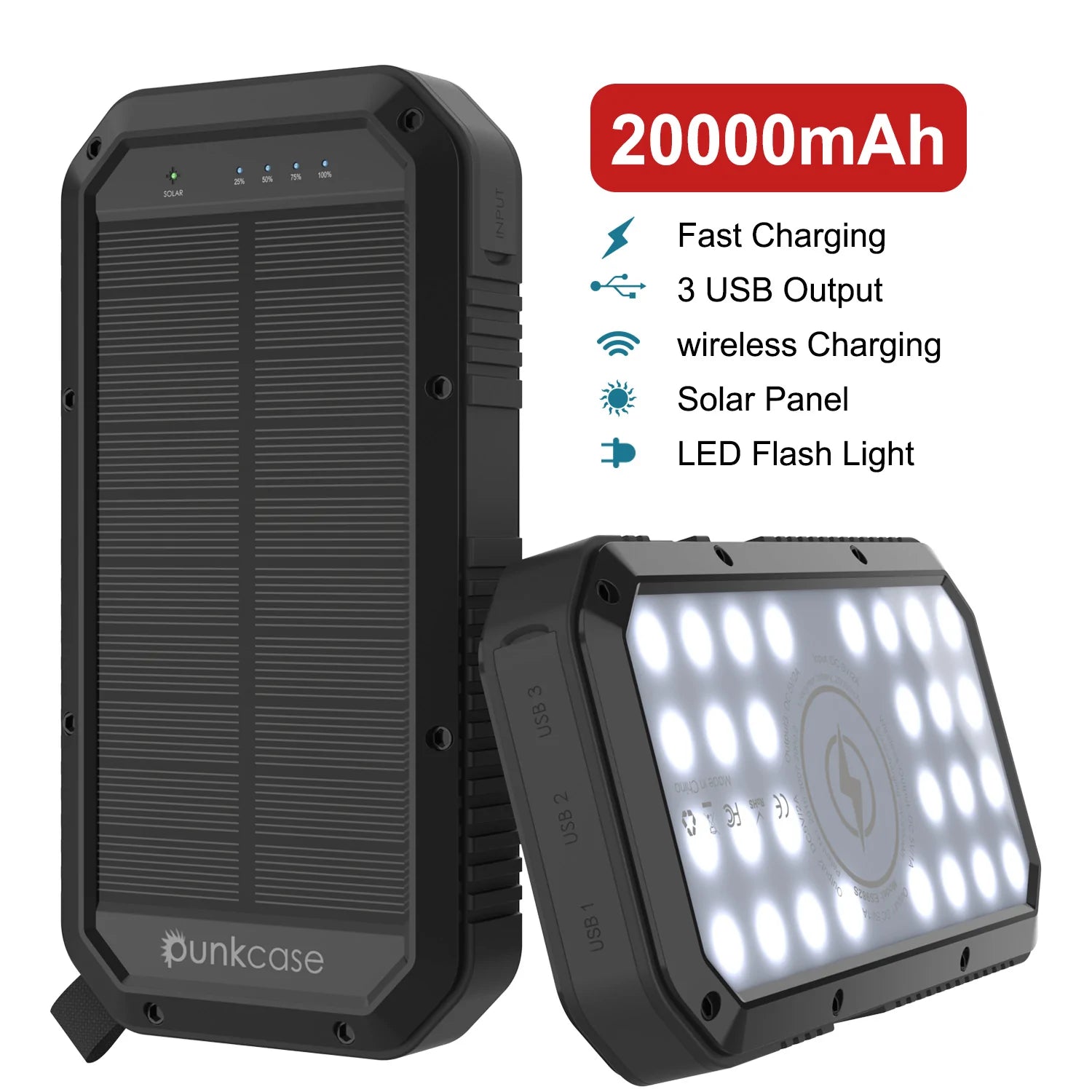 Wireless Solar Powerbank 20000mAh Battery Pack