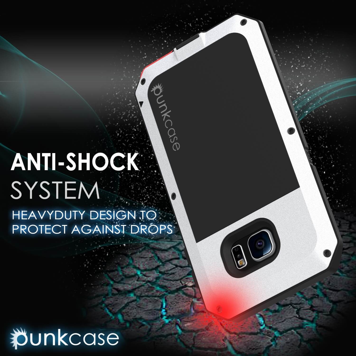 Galaxy S6 EDGE  Case, PUNKcase Metallic White Shockproof  Slim Metal