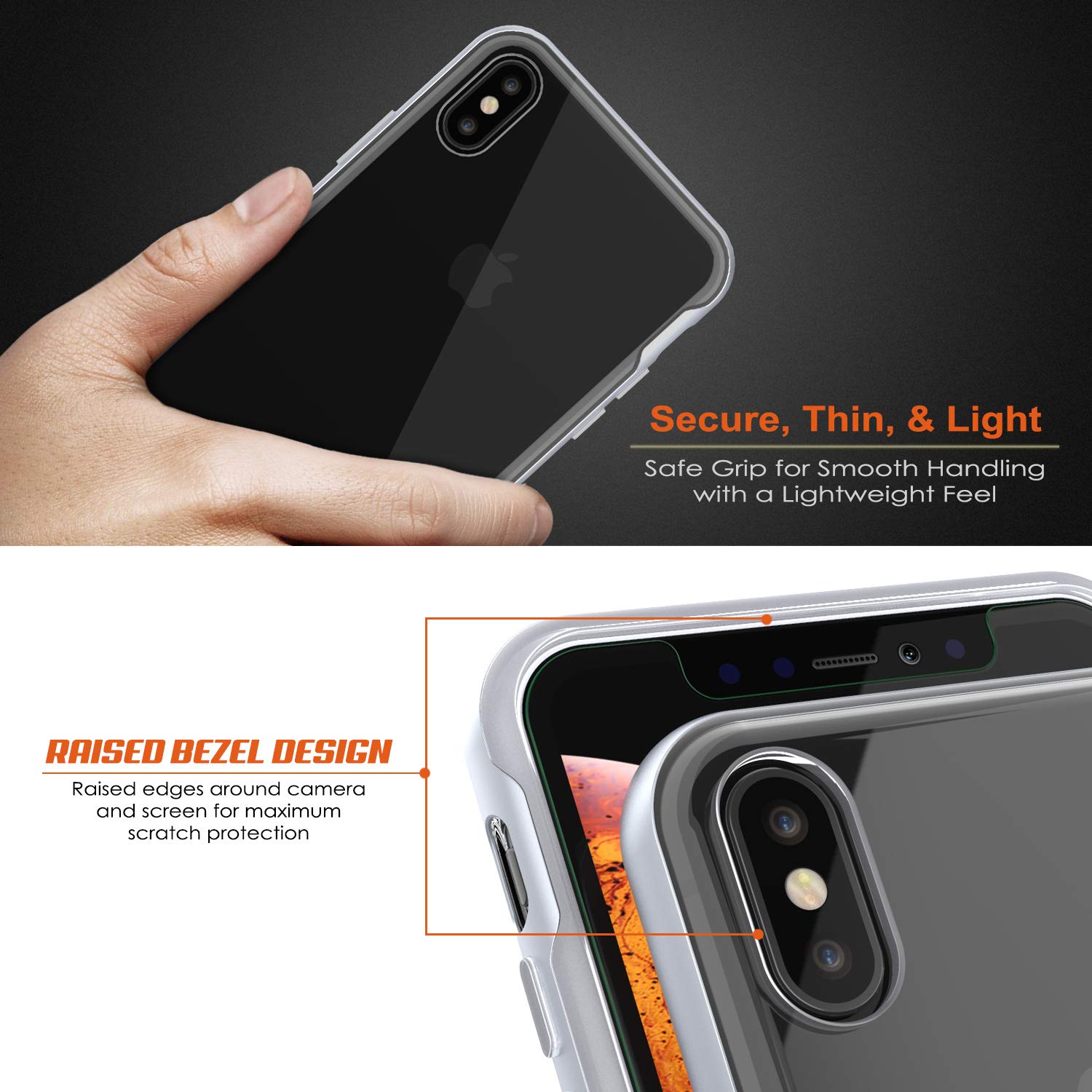 iPhone XS Max Case, PUNKcase [LUCID 3.0 Series] [Slim Fit] Armor Cover w/ Integrated Screen Protector [Silver]