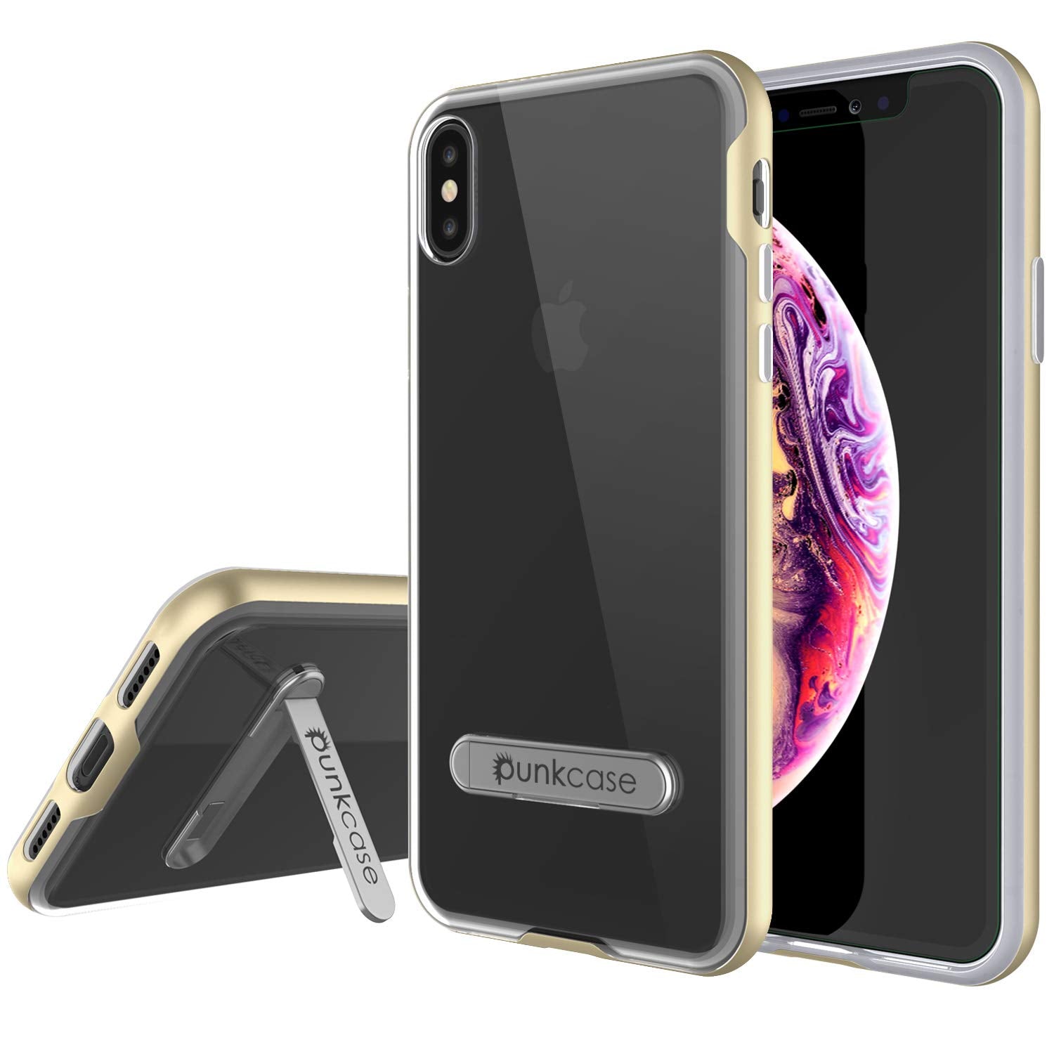 iPhone XS Max Case, PUNKcase [LUCID 3.0 Series] [Slim Fit] Armor Cover w/ Integrated Screen Protector [Gold]