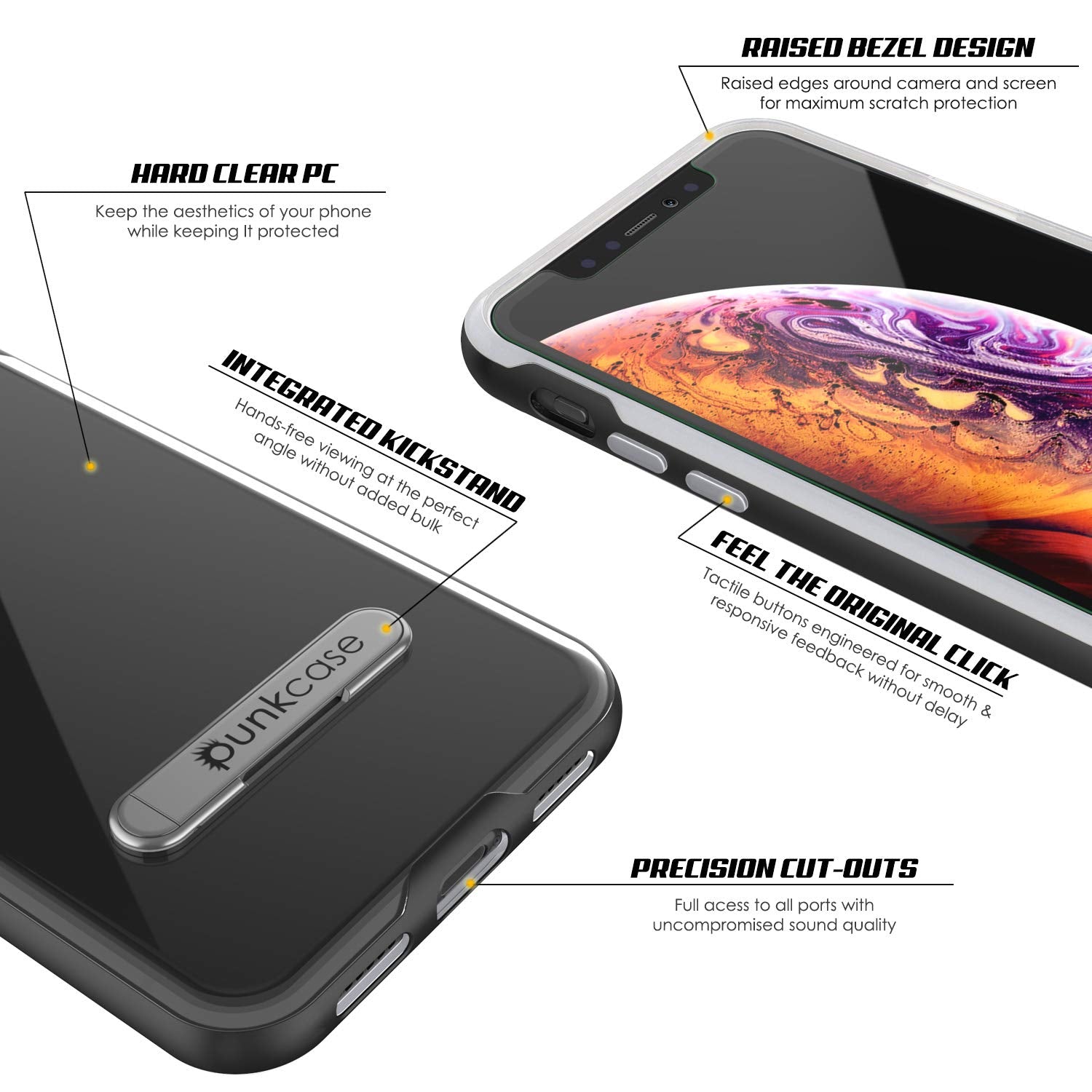 iPhone XS Max Case, PUNKcase [LUCID 3.0 Series] [Slim Fit] Armor Cover w/ Integrated Screen Protector [Black]