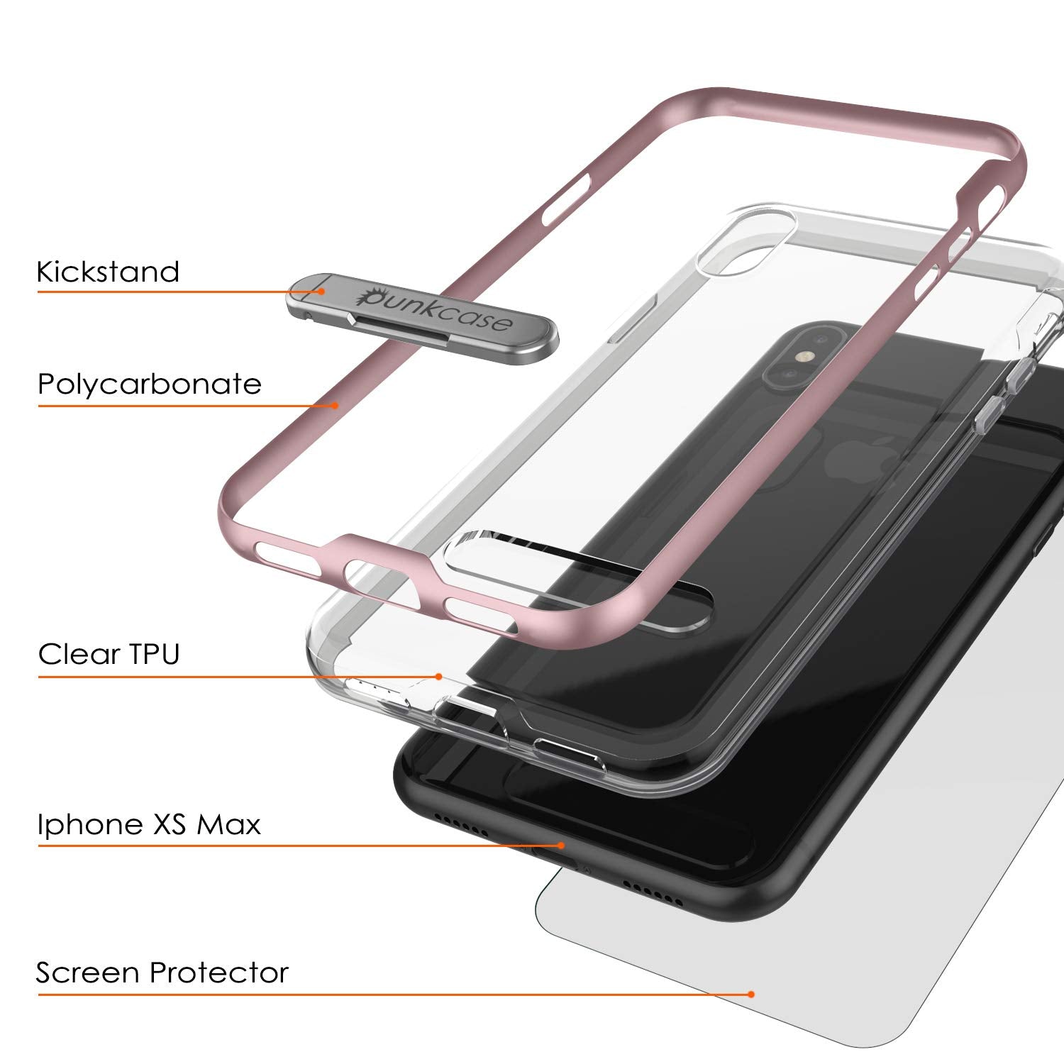 iPhone XS Max Case, PUNKcase [LUCID 3.0 Series] [Slim Fit] Armor Cover w/ Integrated Screen Protector [Rose Gold]