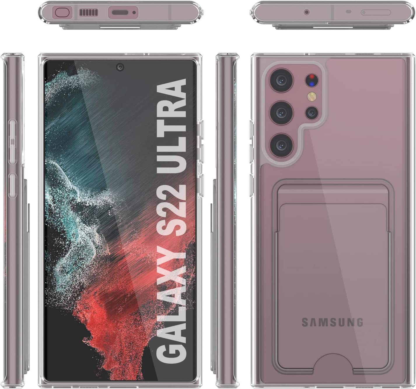 Galaxy S22 Ultra Card Holder Case [Crystal CardSlot Series] [Slim Fit]